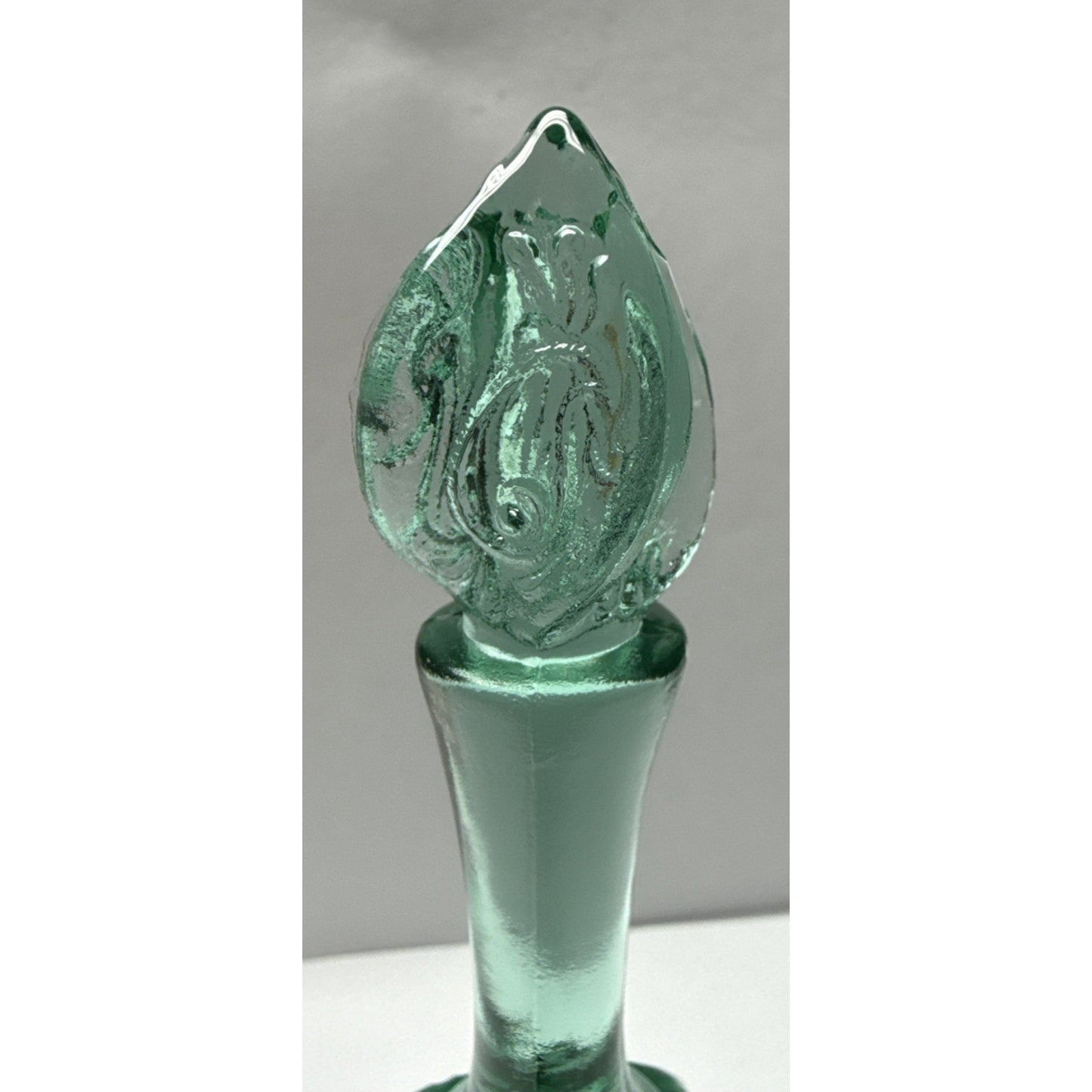 Vintage Fenton Glass Bell Sea Mist Green Pacific Swirl Ruffled Edge As Is