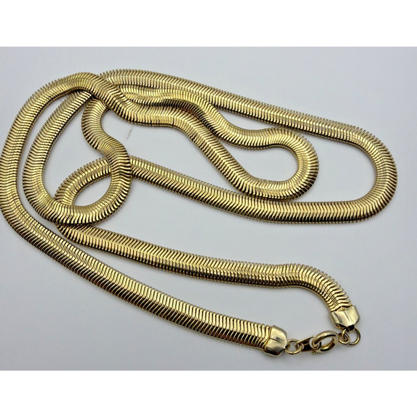 Vintage Gold Tone Herringbone Flat Snake Chain Necklace 30"