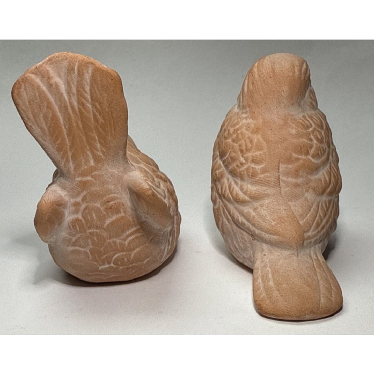 Vintage Lot of 2 Clay Terra Cotta Small Bird Figurines Doves Robins