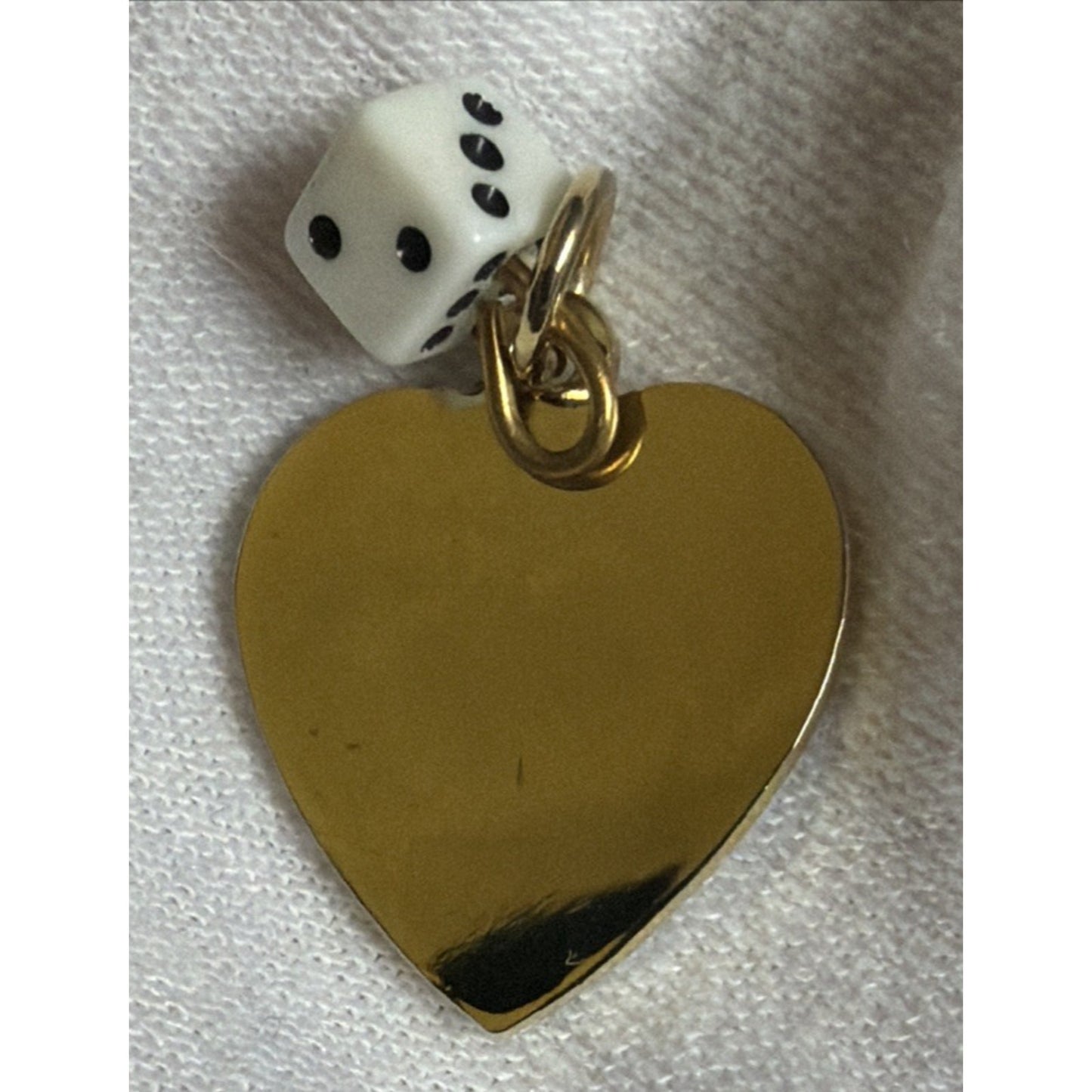 Vintage Las Vegas Gold Tone Heart Charm Pendant Dice Die