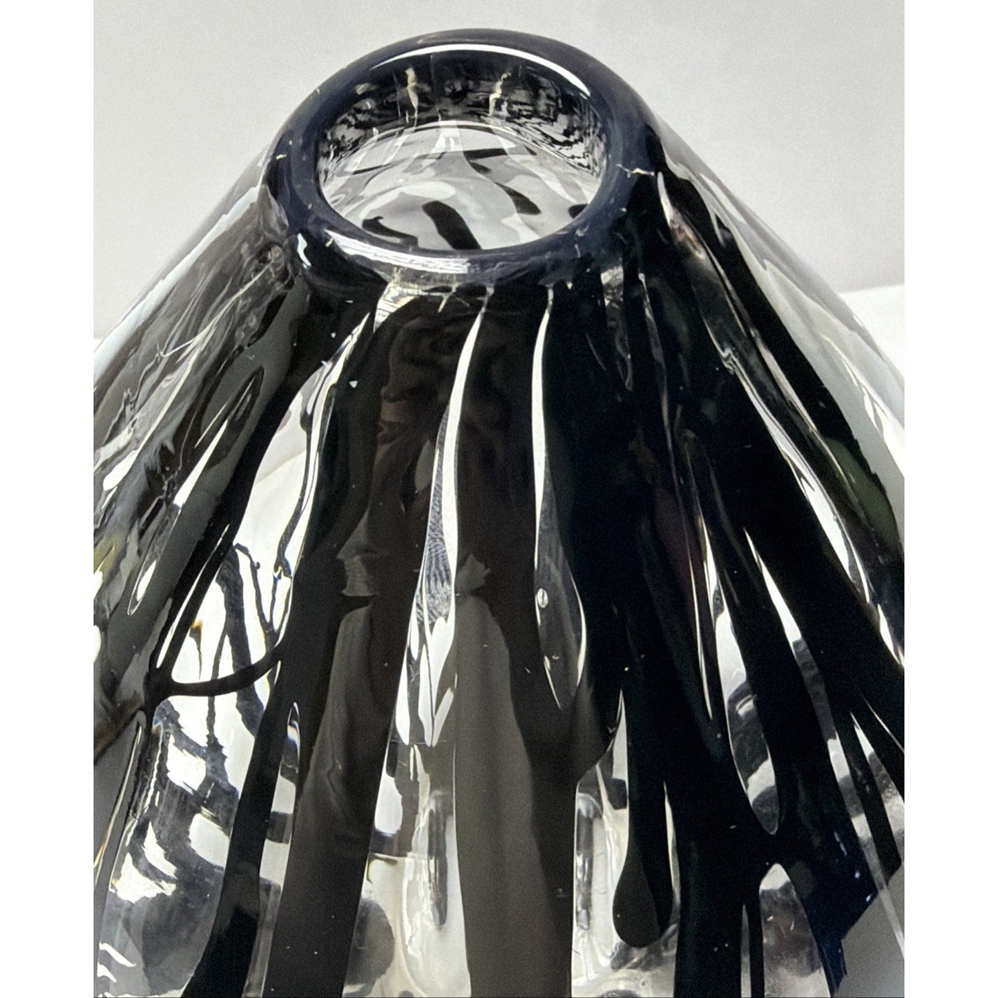 MCM Blown Art Glass Vase Black Drip Abstract Bulb Teardrop Onion