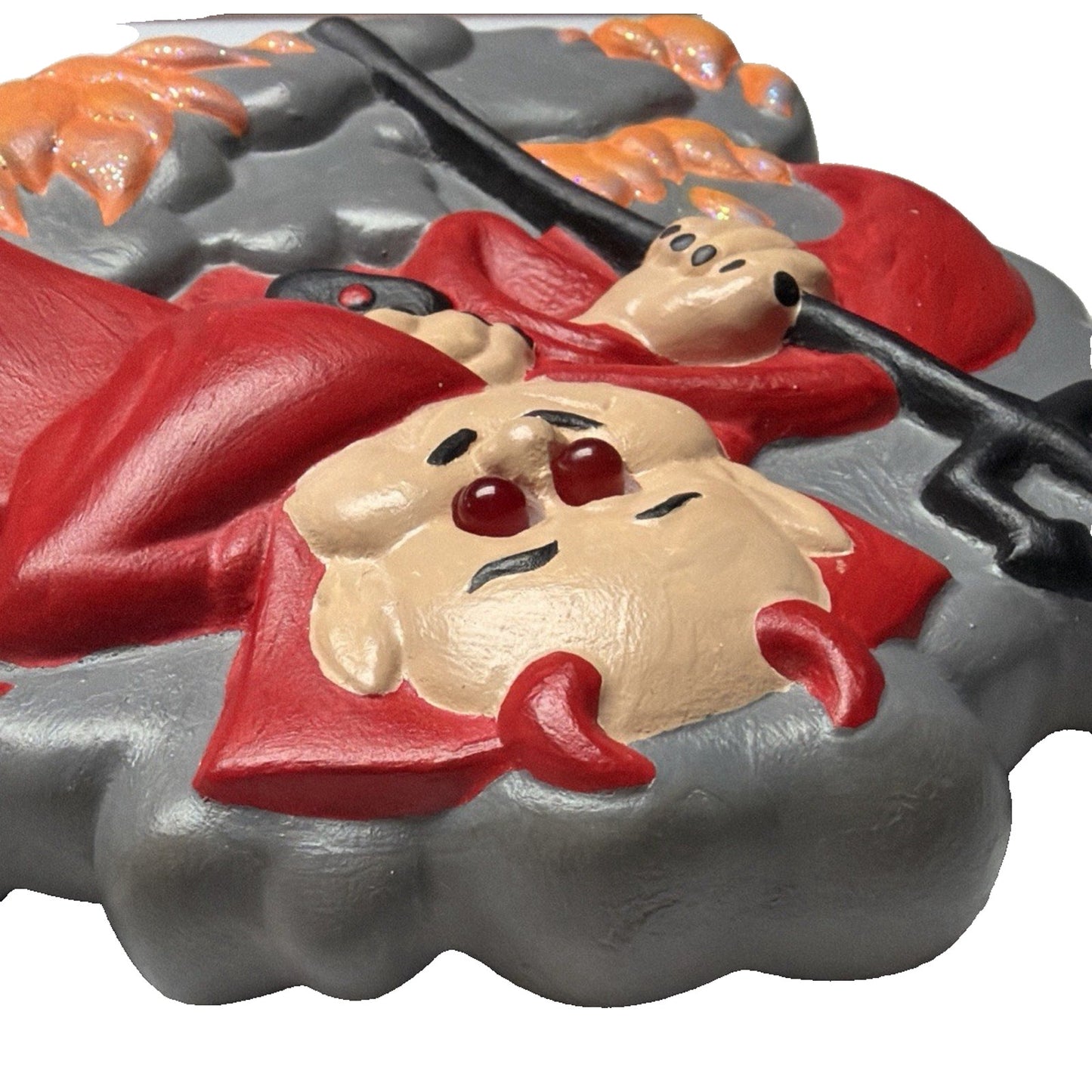 Halloween Ceramic Mold Hand Painted Devil Light Up Blinking Eyes Sound Vase