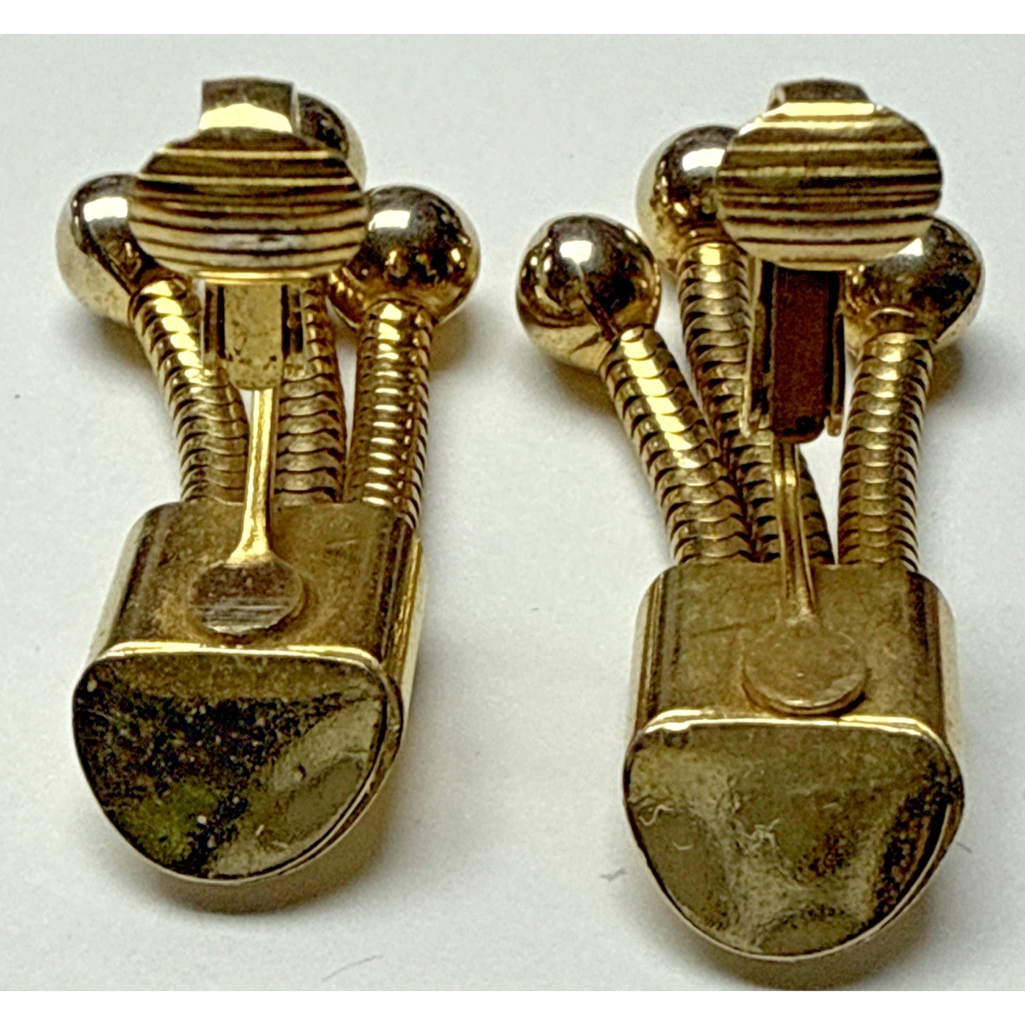MCM Gold Tone Tassel Snake Clip On Earrings Bead Ball