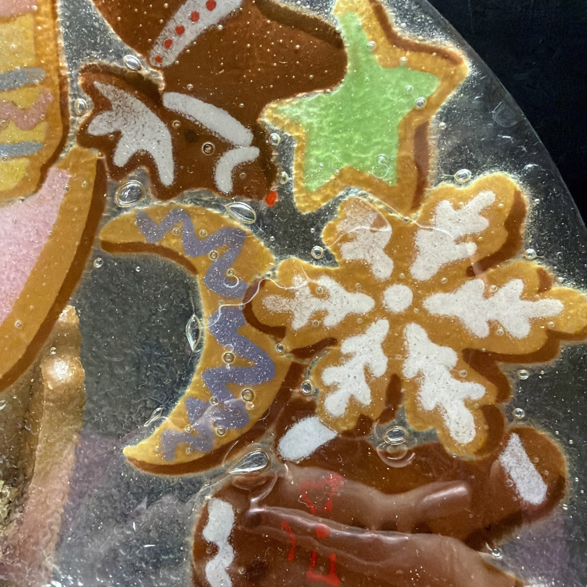 Vintage Peggy Karr Christmas Holiday Cookies Platter Plate Fused Glass