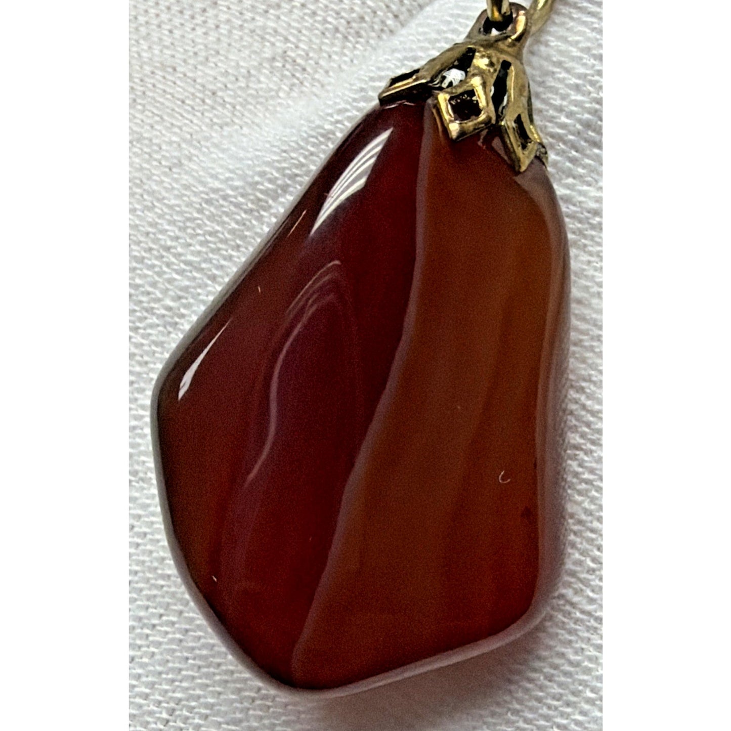 Vintage Carnelian Agate Banded Stone Pendant Charm Polished