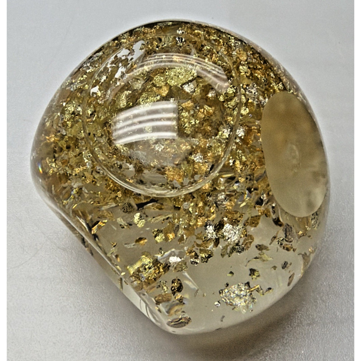 Vintage 23k Gold Golden Flow Studio Hand Blown Glass Paperweight Snow Globe