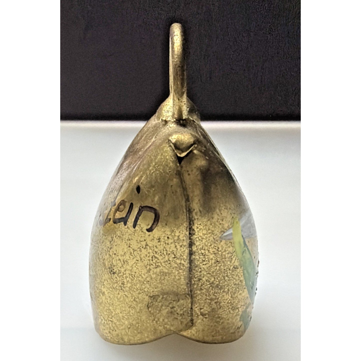 Vtg Gold Metal Brass Cow Bell Hand Painted Flower Floral Signed Liechtenstein