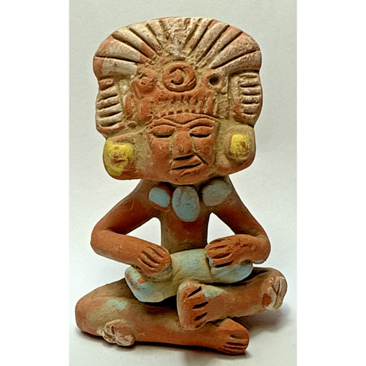 Vintage Native Pottery Aztec Maya Clay Figurine Warrior Inca Painted