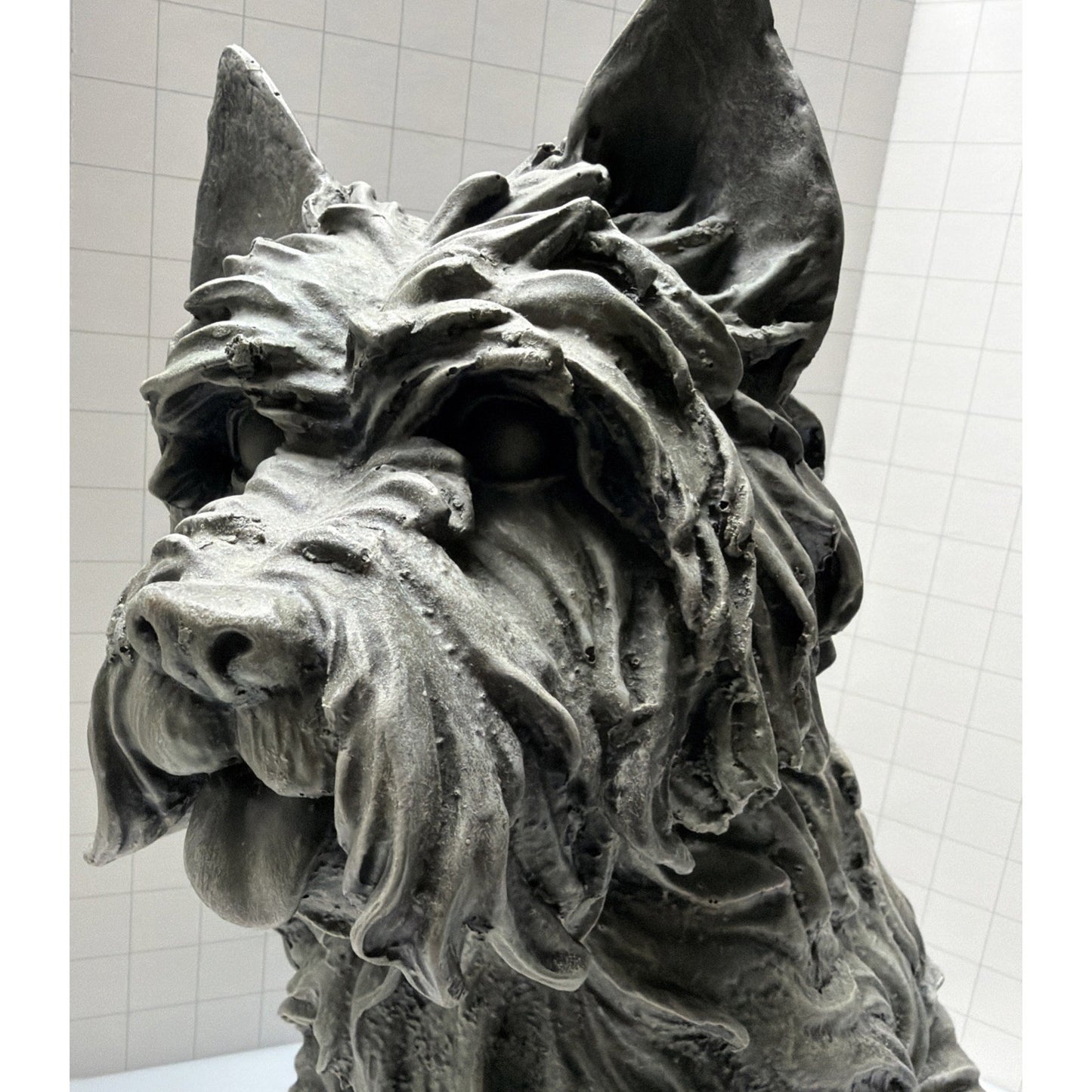 Westie Cairn Terrier Dog Outdoor Statue Large Resin Stone Grey As Is