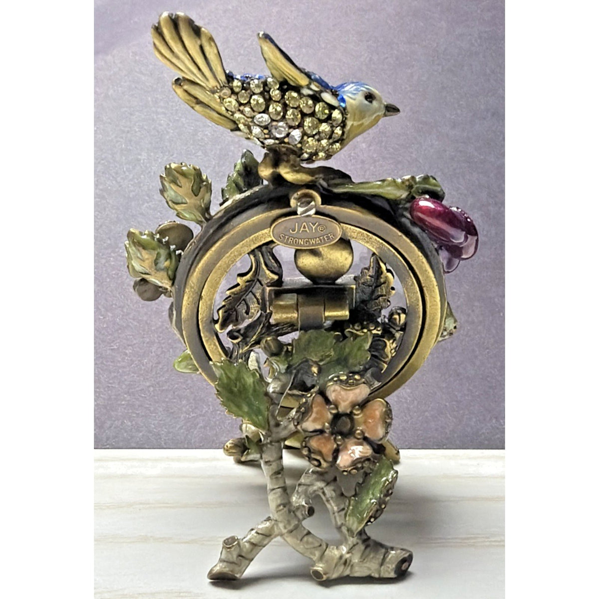 Jay Strongwater Skylar Mini Frame Bird Floral Enamel Swarovski Crystal As Is