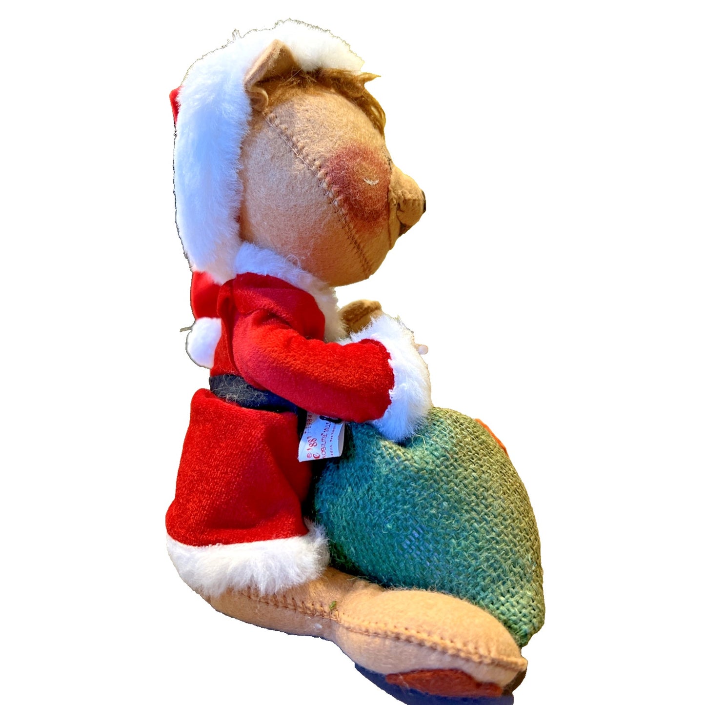 Vintage Annalee Doll Santa Bear Burlap Bag Jolly Christmas