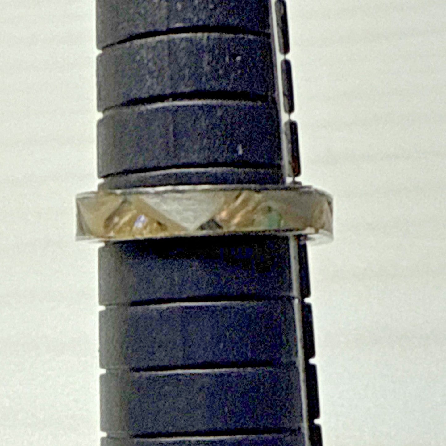 Vtg Southwest Sterling Silver Inlaid Mother of Pearl Ring Zig Zag Sz 5.5 As Is