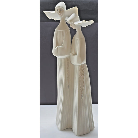 Vtg Lladro Daisa Bisque Porcelain Two Nuns Sculpture Rosaries Religious As Is