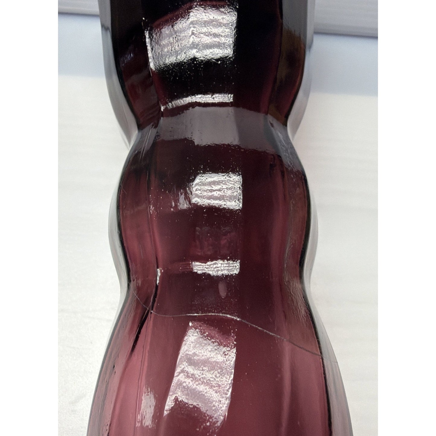MCM Empoli Glass Purple Amethyst Genie Bottle Decanter Ribbed Optic No Stopper