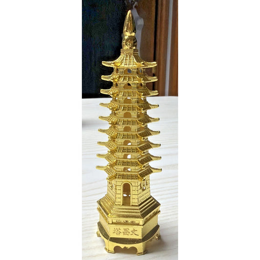 Wenchang Pagoda Tower Crafts Statue Alloy Model Chinese Feng Shui 9 Level