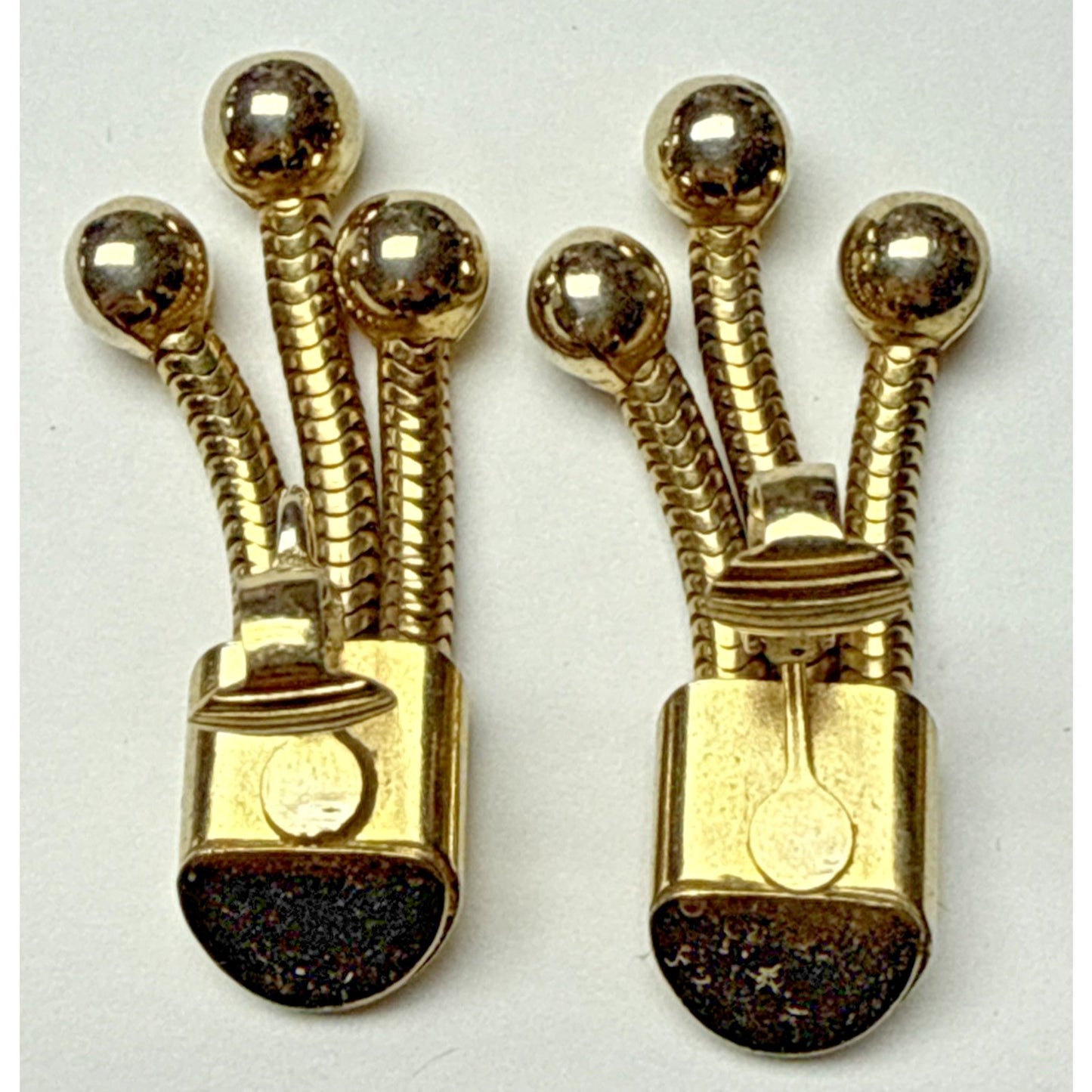 MCM Gold Tone Tassel Snake Clip On Earrings Bead Ball