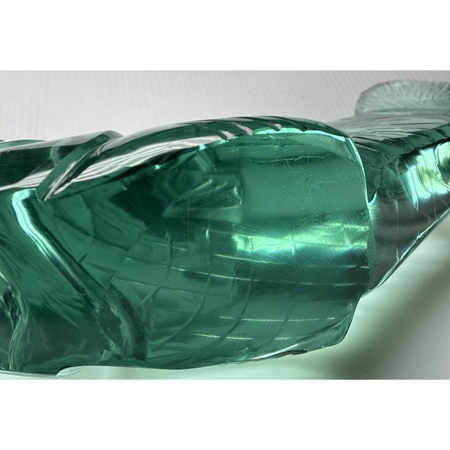 Vintage Cut Crystal Goldfish Big Eye Koi Fish Sculpture Aqua Green As-Is