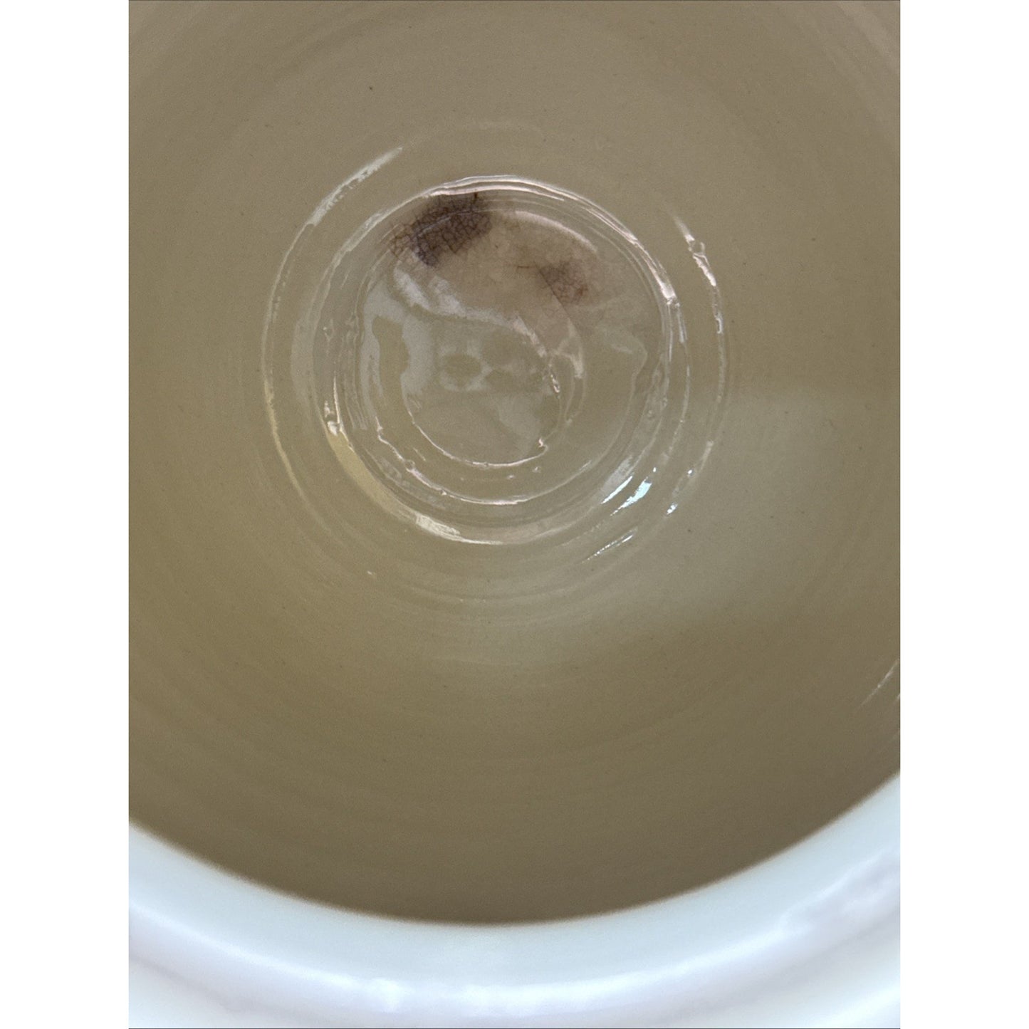 Vintage Leona Lavorato A Mano Italy Crackle Glaze Cream Canister Jar 9.25" As-Is