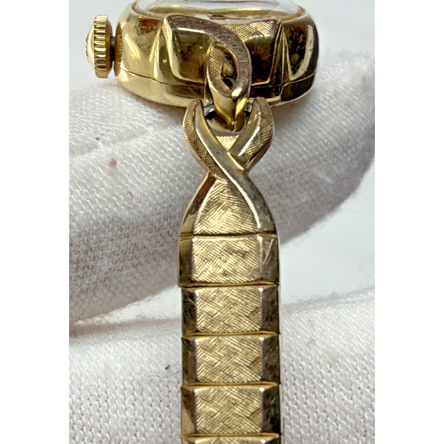 Vtg Hamilton 17 Jewel 14k Yellow Gold Wrist Watch Stretch Band Speidel USA Works