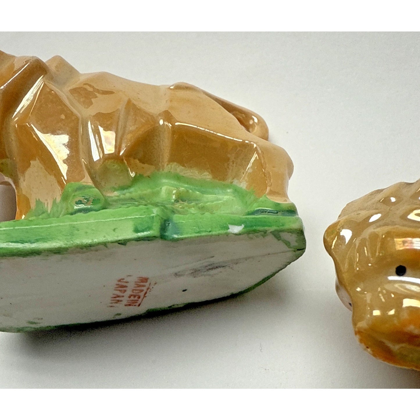 Vtg MCM Lot Of 2 Lion Pin Cushion Lusterware Painted Japan READ