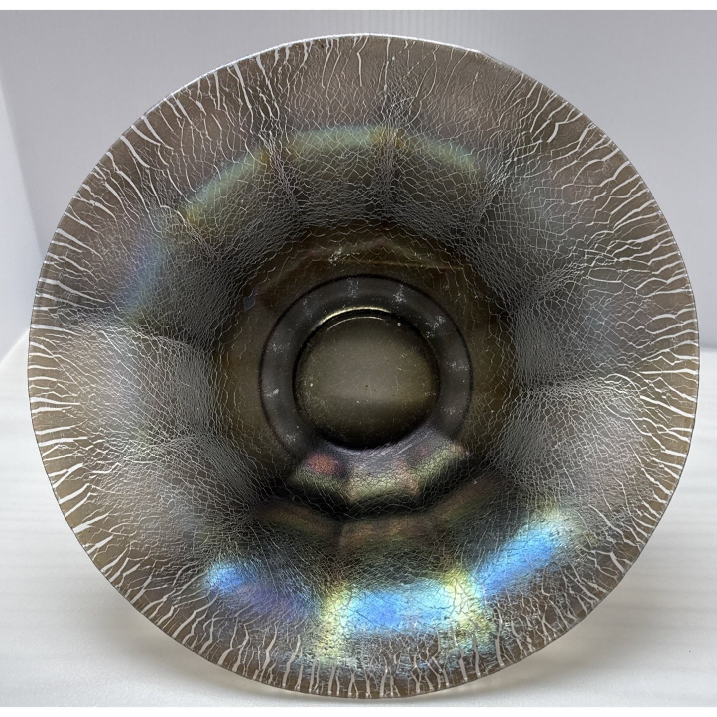 Vintage Imperial Glass Smoke Carnival Stretch Wide Panel Bowl Flare Rim As Is