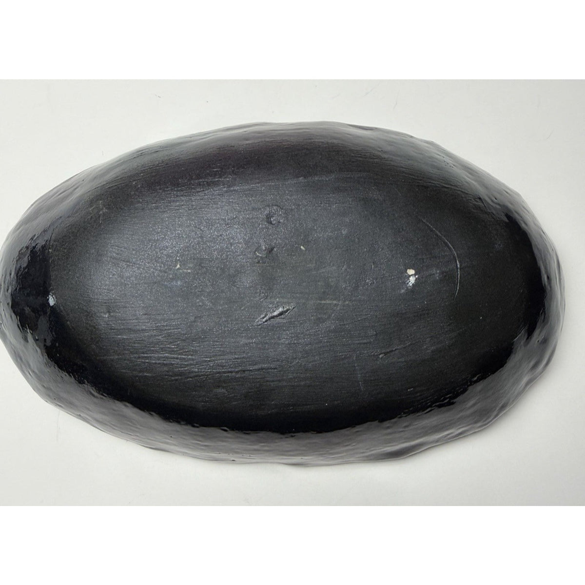 Studio Art Pottery Black Glazed Bowl Modernist Geometric Abstract Lines Read