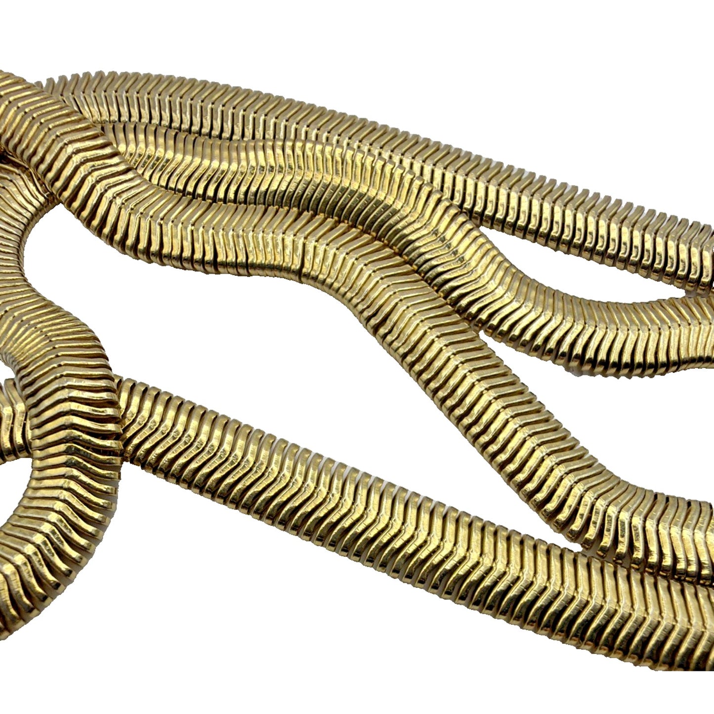 Vintage Gold Tone Herringbone Flat Snake Chain Necklace 30"