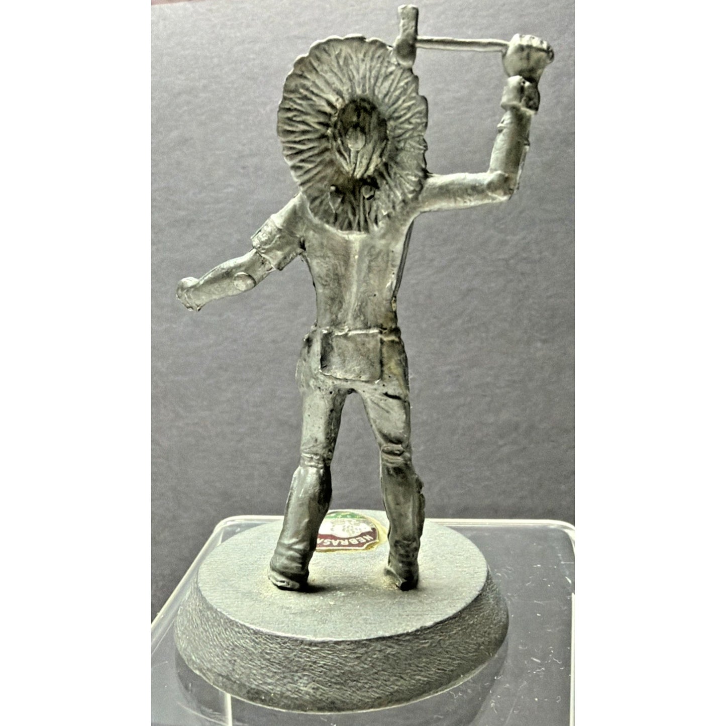 Lot of 2 Pewter Native American Kachina Dancer Indian Chief Figurines Turquoise