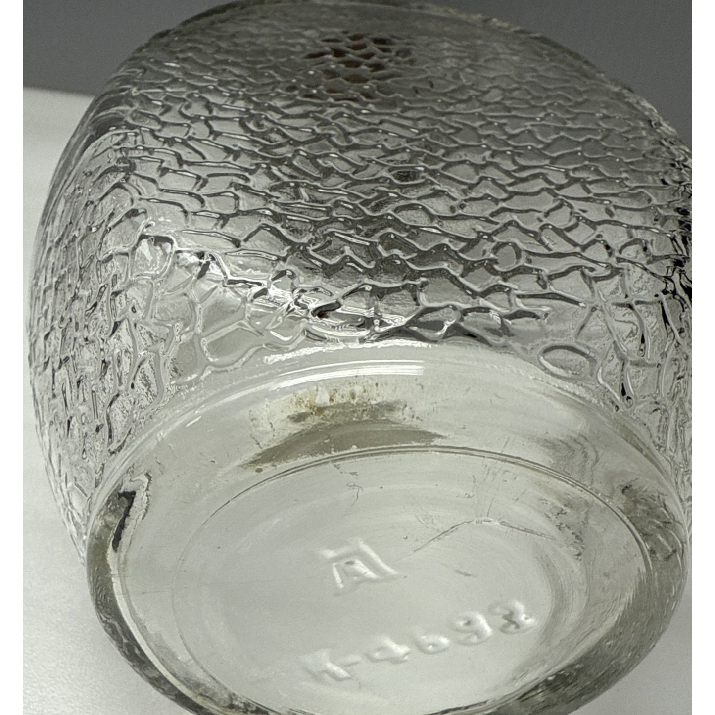 Vtg Hazel Atlas Textured Glass Double Handle Bottle Jar Textured Band 7-K-4693