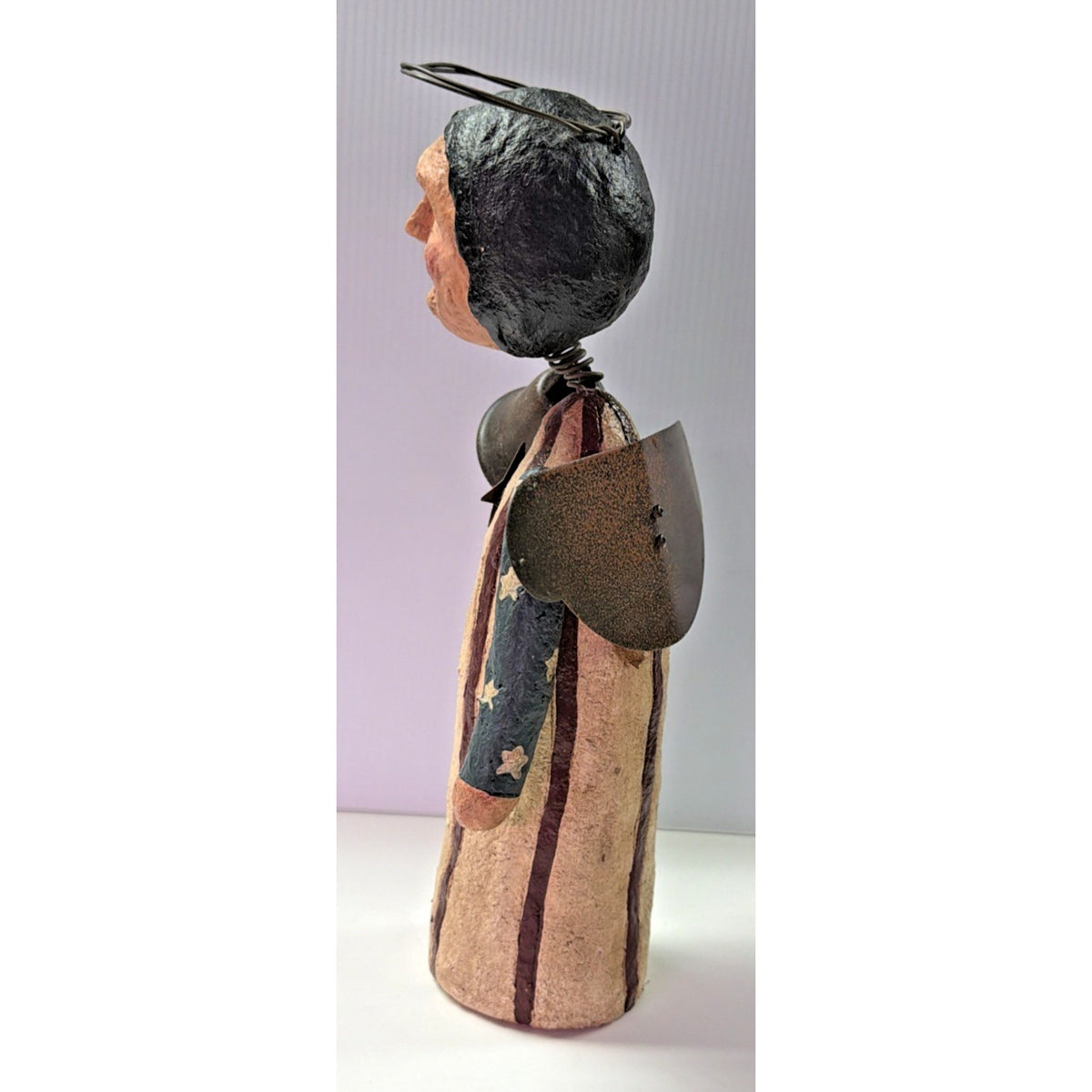 Aunt Stellas Folk Art Americana Liberty Doll Bell Angel Wings Stars Paper Mache