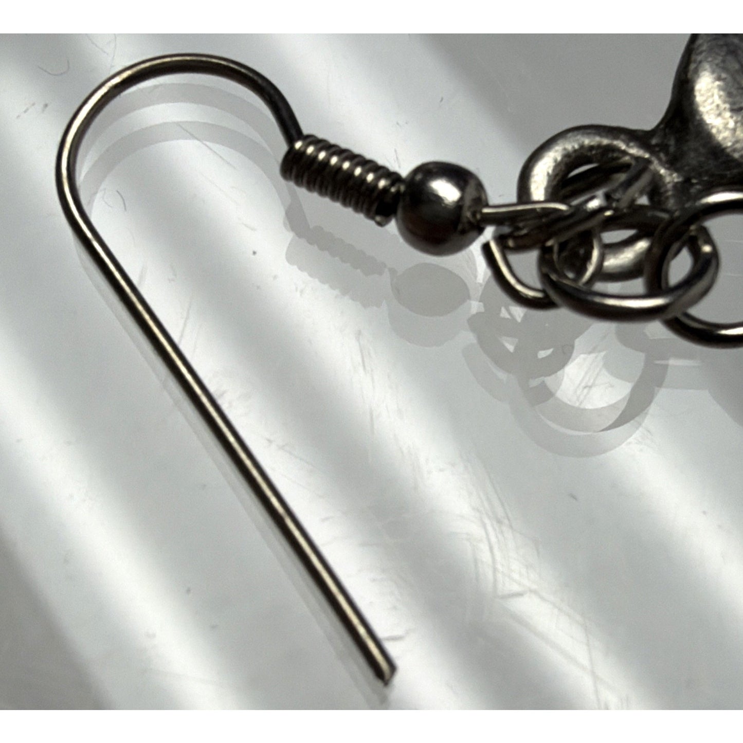Modernist Silver Kidney Bean Tear Drop Leaf Dangle Earrings Handmade As Is