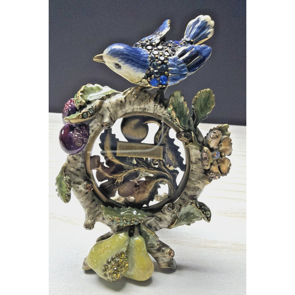 Jay Strongwater Skylar Mini Frame Bird Floral Enamel Swarovski Crystal As Is