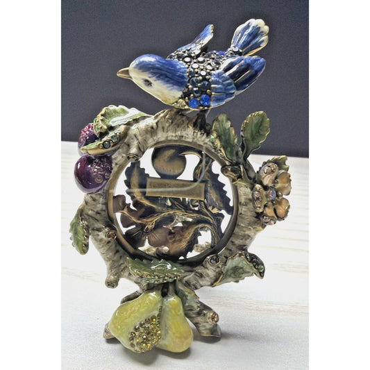 Jay Strongwater Skylar Mini Frame Bird Floral Enamel Swarovski Crystal As Is