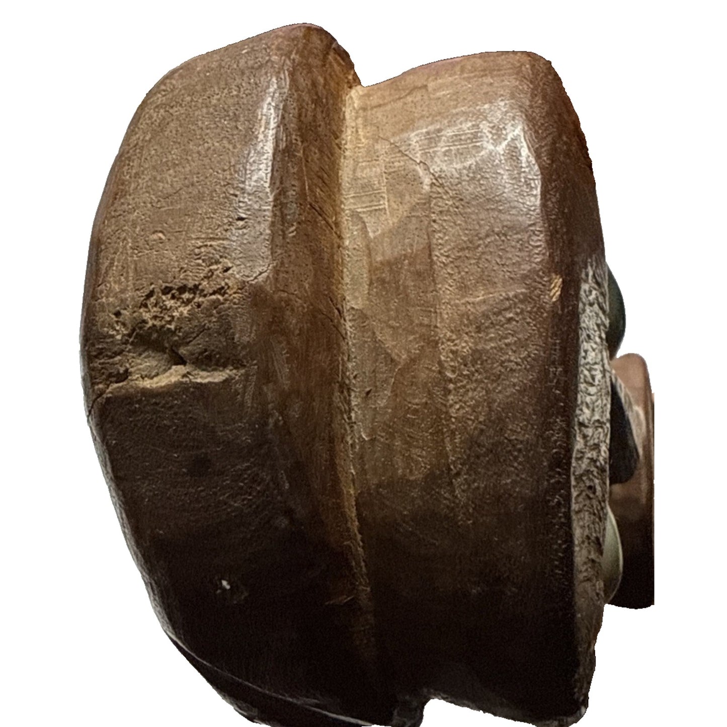 South Pacific Islander Art Wood Hand Carved Tribal Sculpture Shell Eyes As-Is