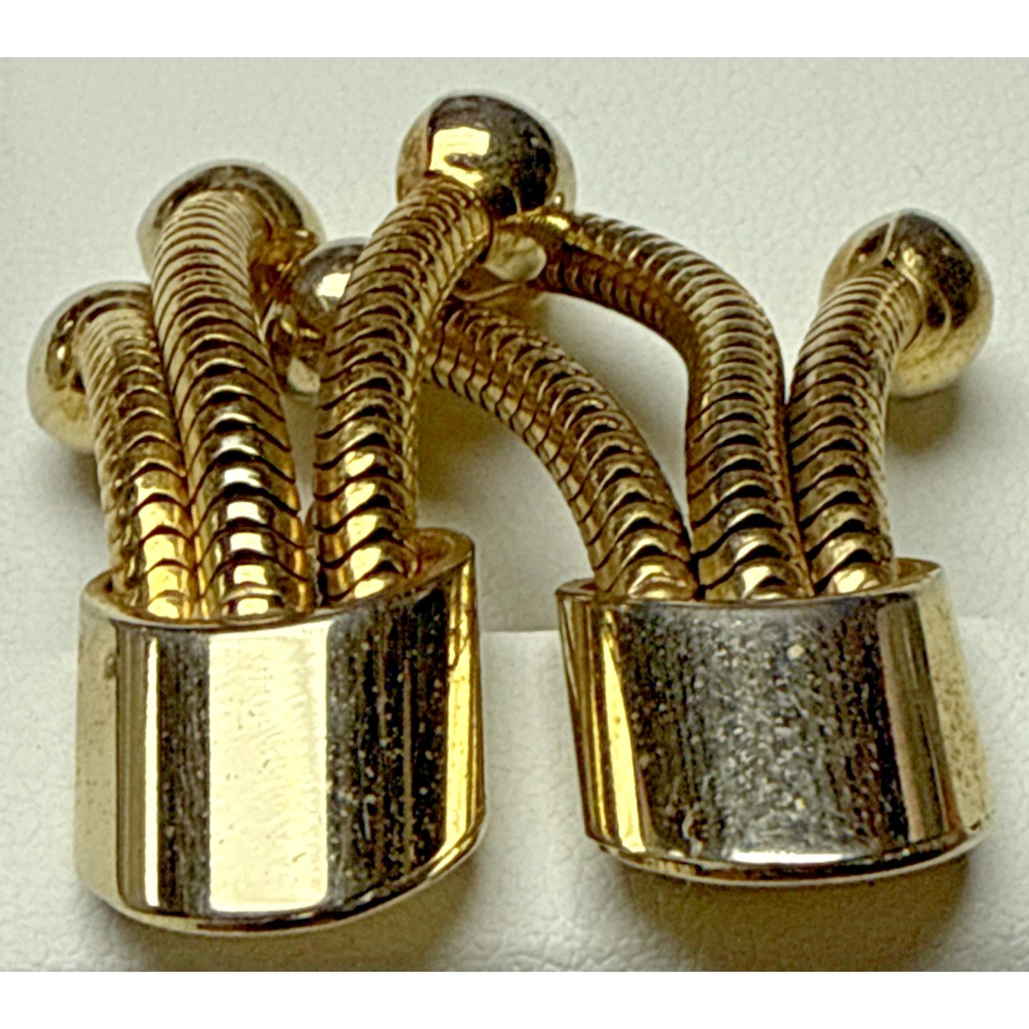 MCM Gold Tone Tassel Snake Clip On Earrings Bead Ball