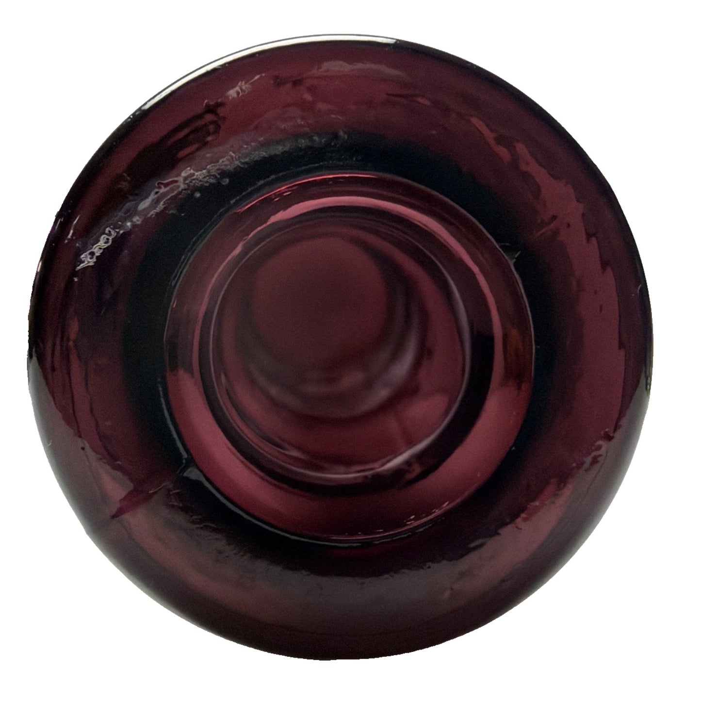 MCM Empoli Glass Purple Amethyst Genie Bottle Decanter Ribbed Optic No Stopper