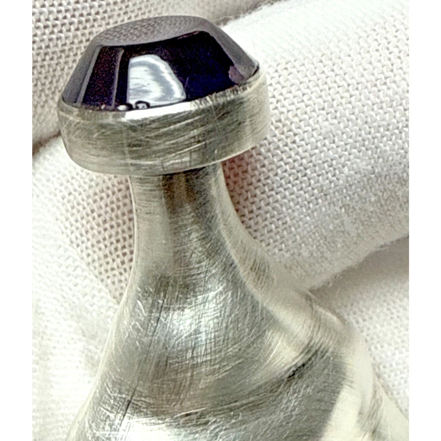 Taxco Sterling Silver TH-112 Mini Perfume Bottle Modern Blue Cabochon As Is