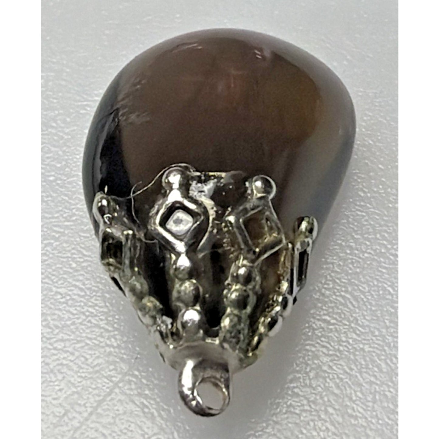 Vintage Tumbled Polished Smoky Quartz Gemstone Pendant Hand Made As Is