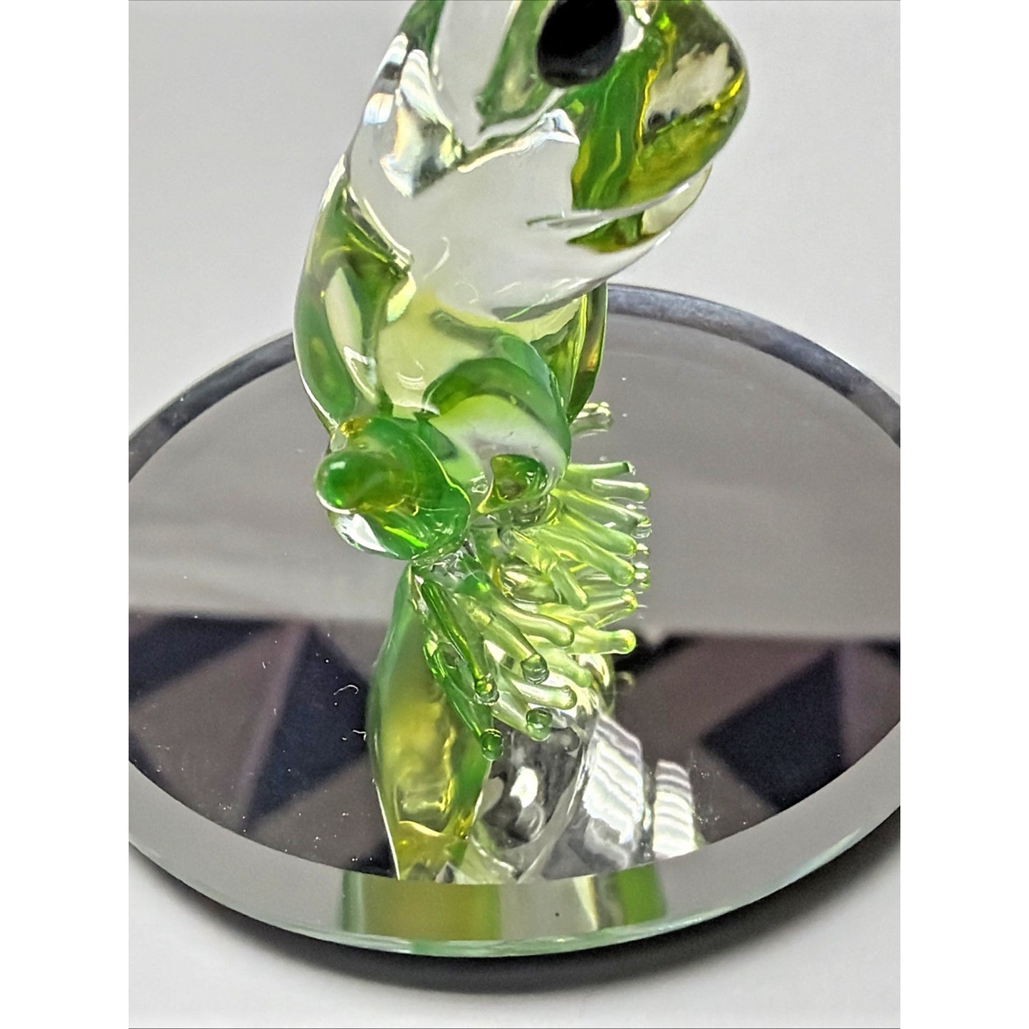Vintage Glass Baron Green Frog On Mirror Smiling