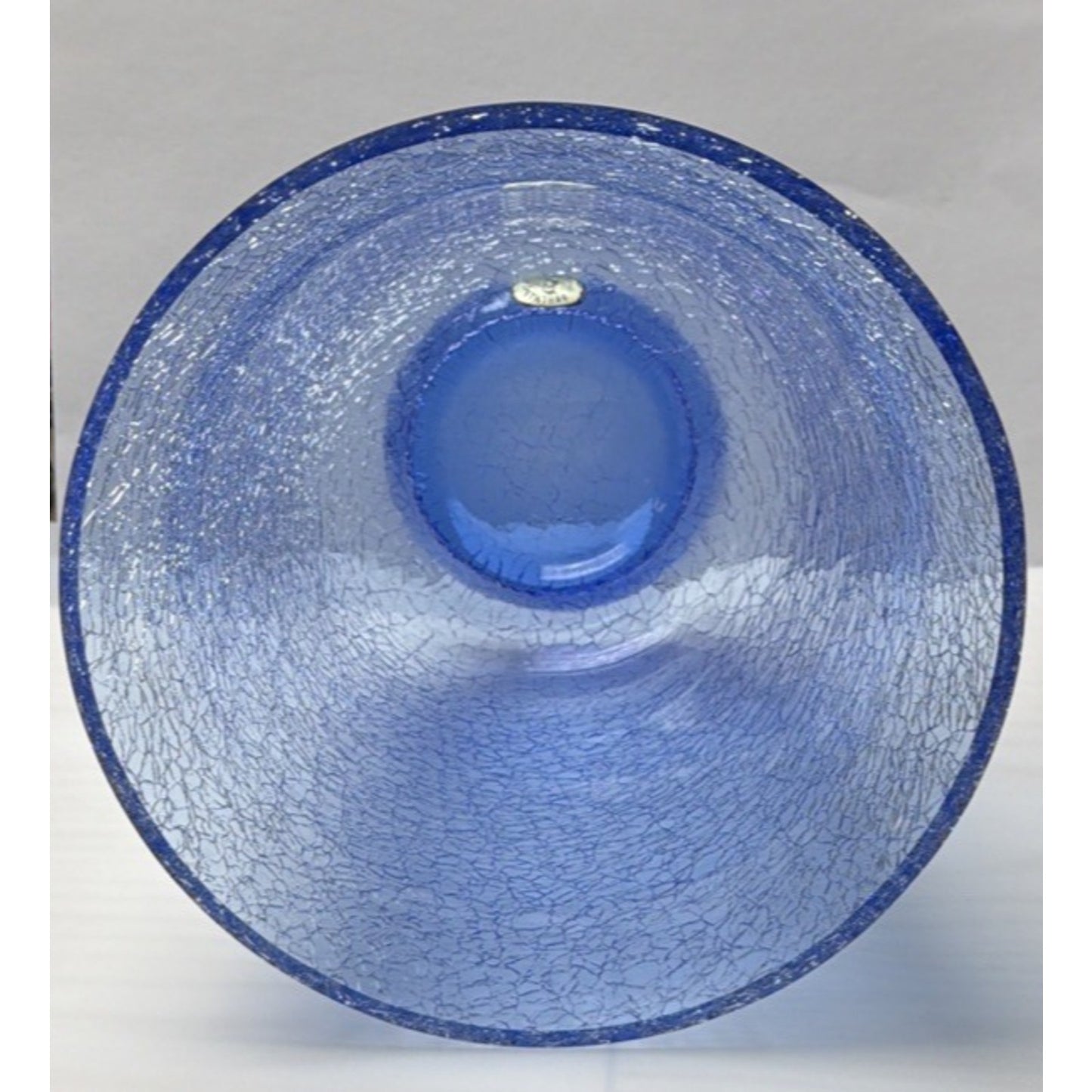 Vintage Bohemia Czech Blue Crackle Glass Crystal Vase