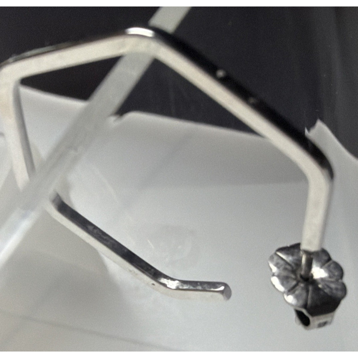Vintage Avon Sterling Silver Hexagon Hoop Earrings Post
