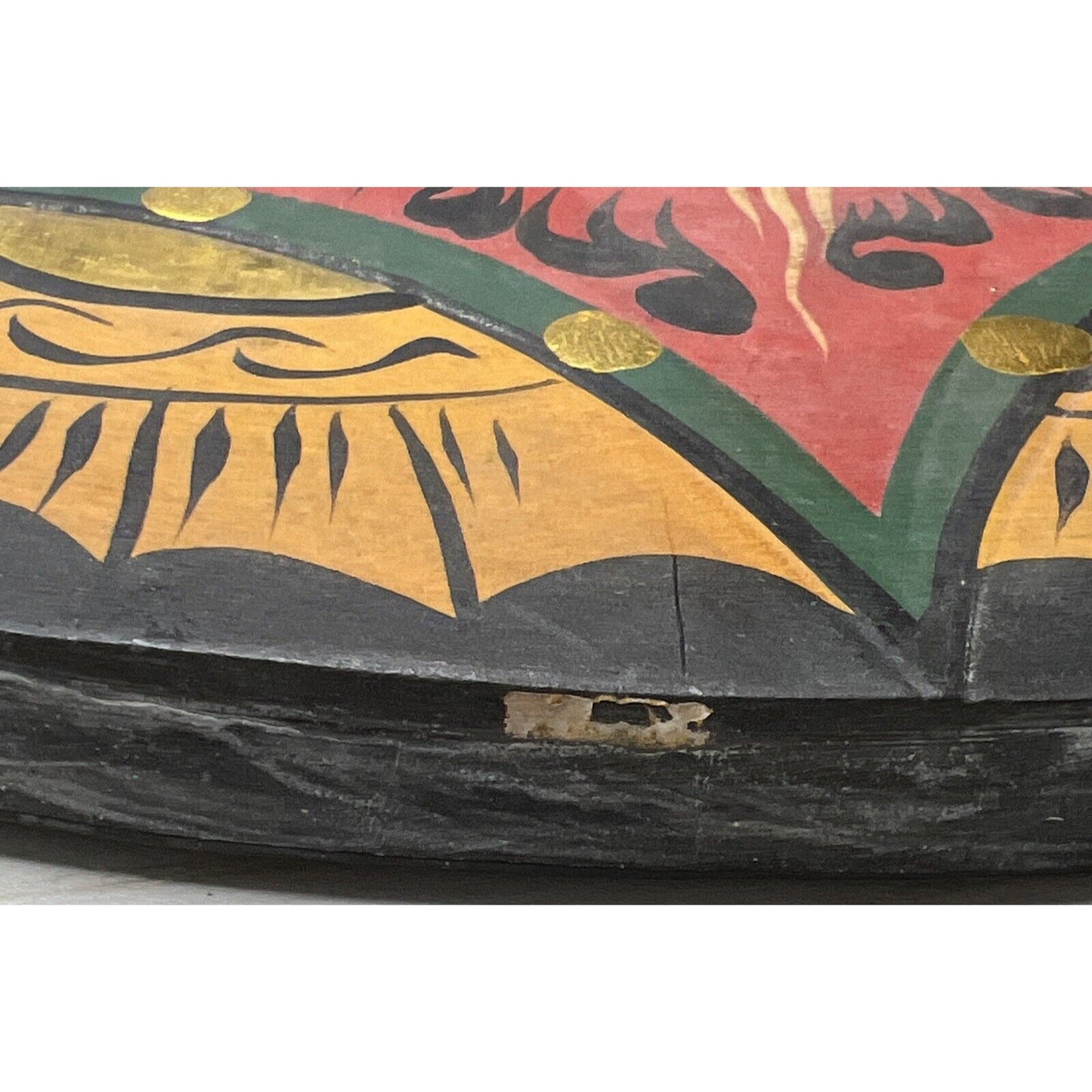 Vintage Folk Art Wood Carved Sun Face Mask Tribal Hand Painted Large