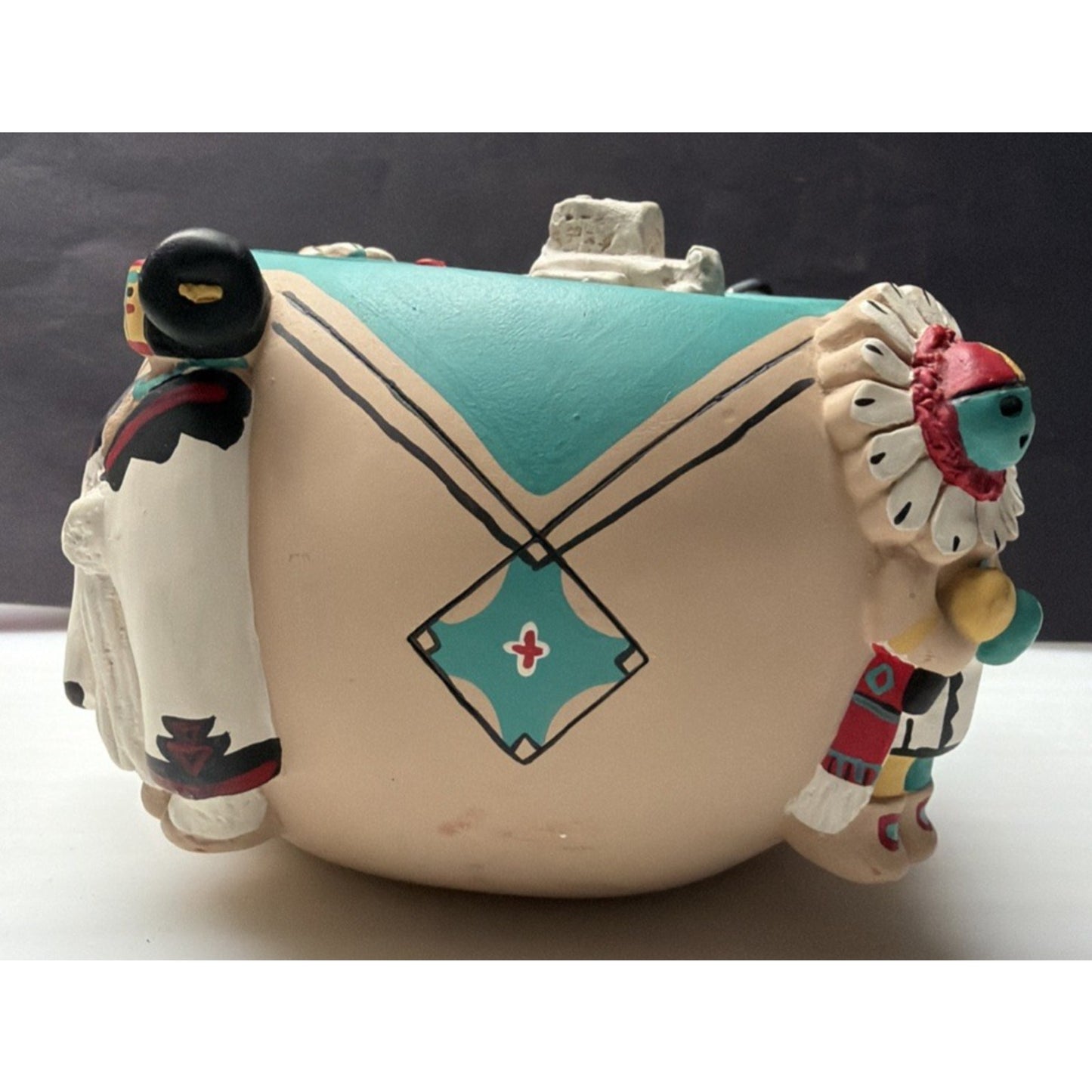 Friendship Bowl Teissedre Pueblo Pottery Ceramic Kachina Dancers House As-Is
