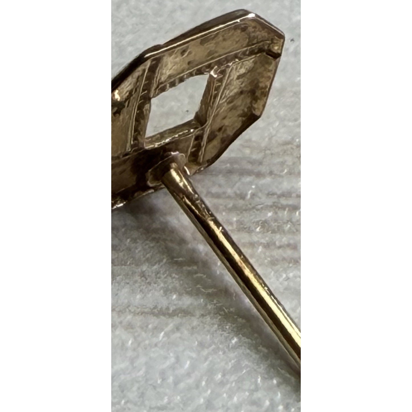 Vintage 14k Yellow Gold Hexagonal Stud Earrings Open Weave Square No Backs