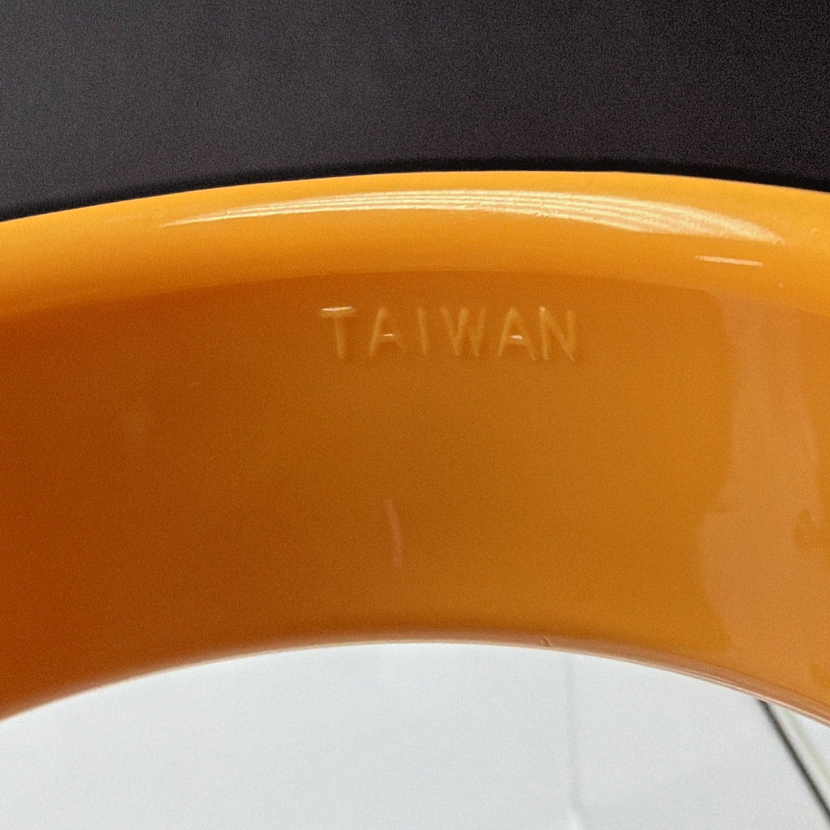 Vintage Molded Deeply Carved Plastic Floral Bangle Bracelet Taiwan Orange