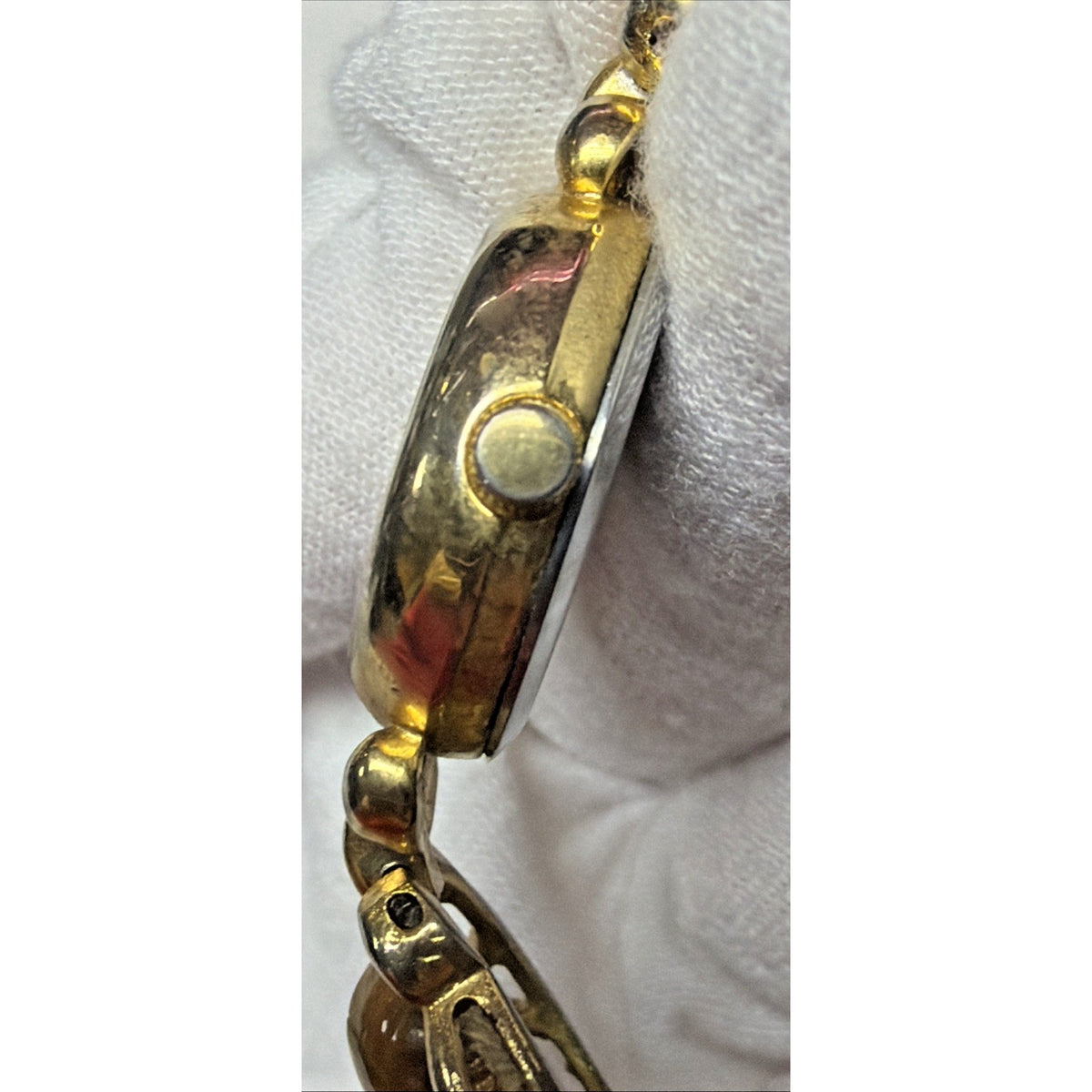 Vtg Lafayette Scarab Beetle Watch Bracelet Ladies MOP 22mm Sz 6.5
