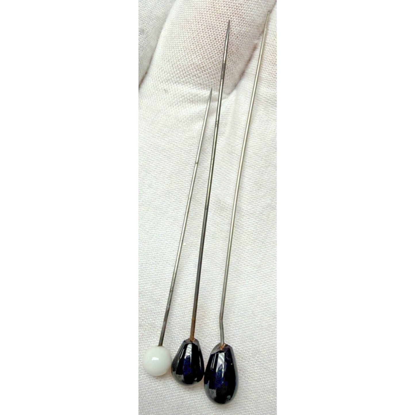 Victorian Shoe Sewing Cushion Hair Hat Pin Lot of 20 Glass Pearl Plastic As Is
