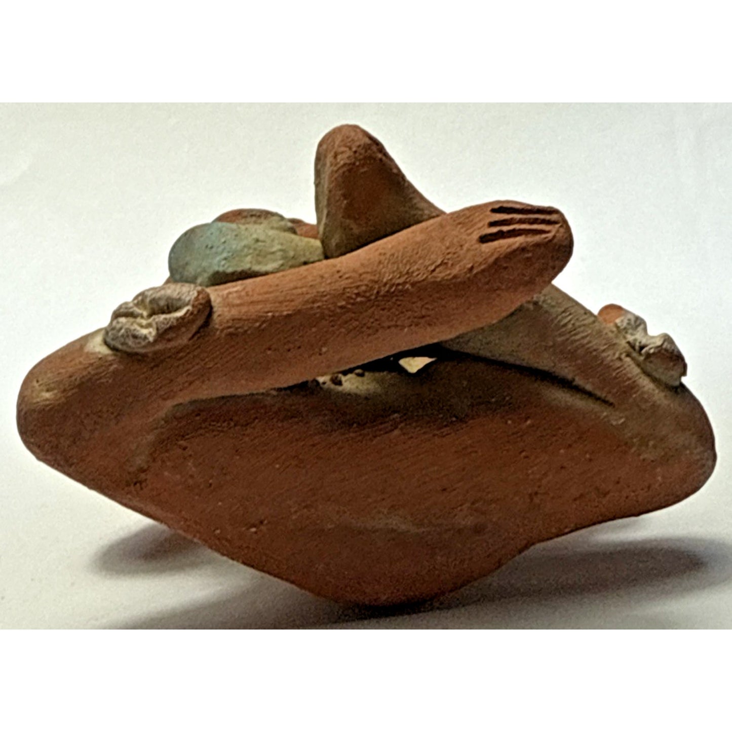 Vintage Native Pottery Aztec Maya Clay Figurine Warrior Inca Painted