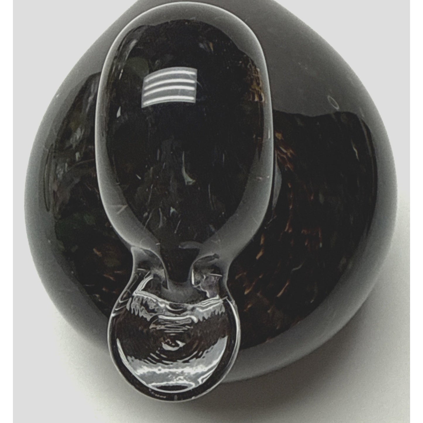 Wedgwood England Crystal Duck Mottled Black Brown Tortoise Glass Figurine Signed