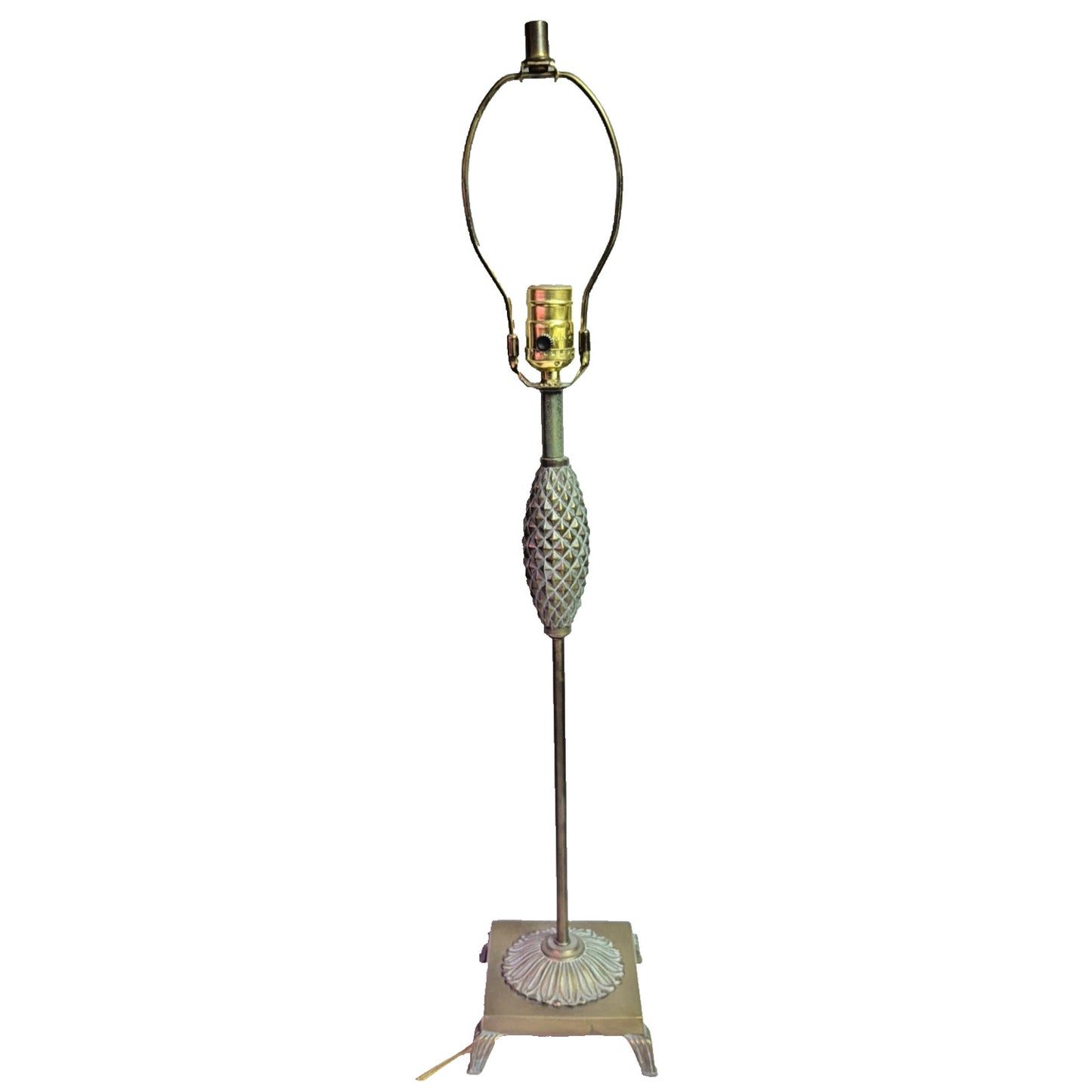 MCM Wescal Tall Cast Metal Bronze Lamp Pineapple Sculptural Footed Lily As Is